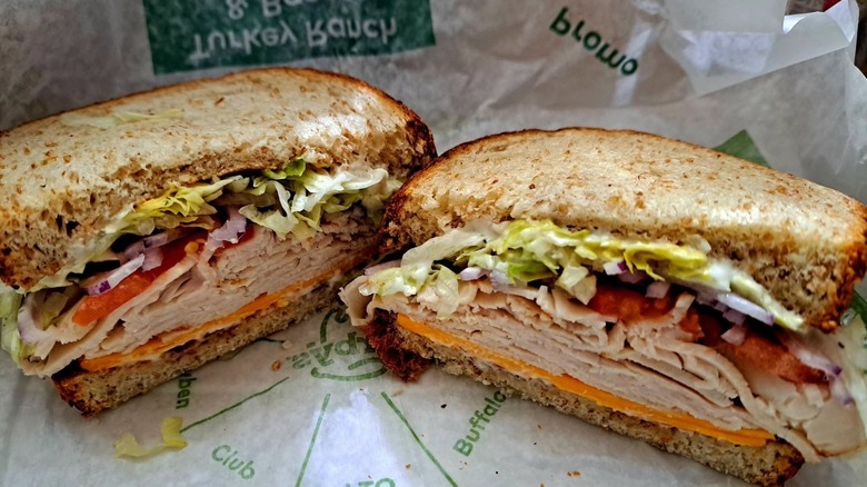 Close-up of a turkey sandwich from Arby's