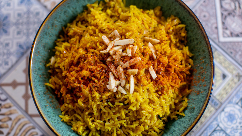 Turmeric rice with slivered almonds