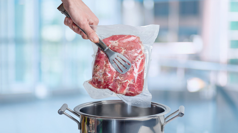 vacuum-sealed meat in plastic