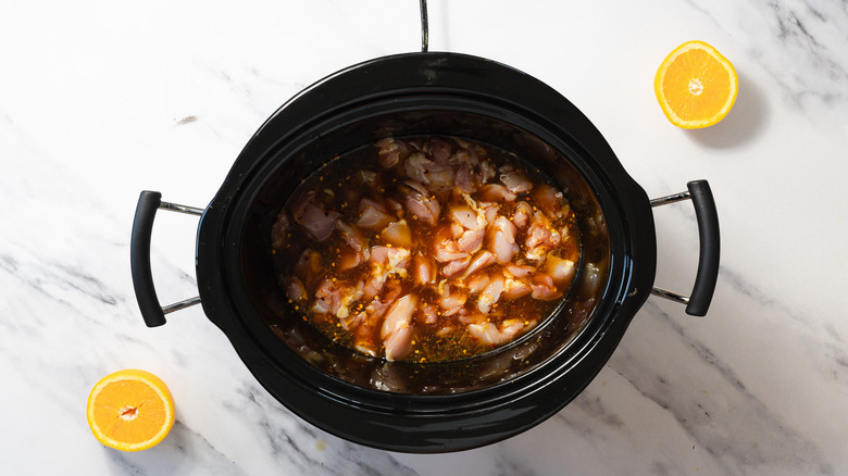 Chicken in sauce in slow cooker