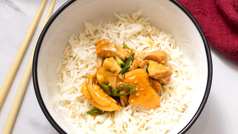 Slow cooker orange chicken in bowl