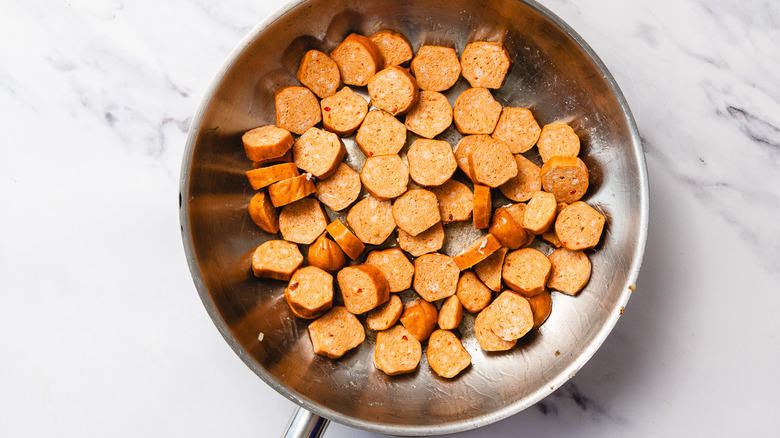 Sausage in skillet