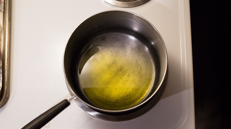 oil heating in medium pot