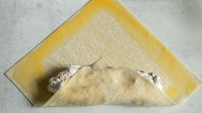 partially folded egg roll