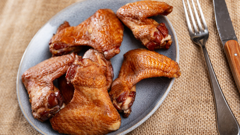 plate of smoked turkey wings