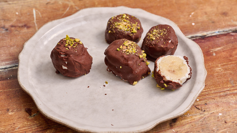 frozen bananas on a plate
