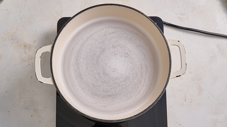 water and baking soda in a pot