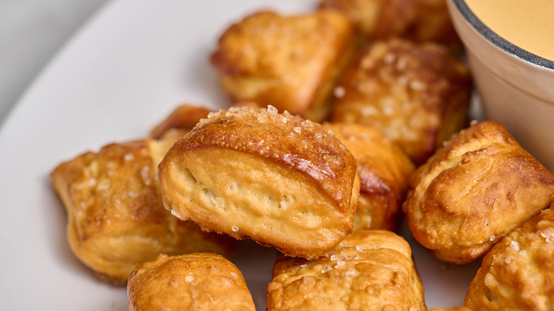 pretzel bite on a platter