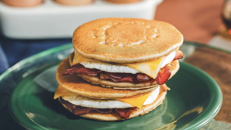 Kodiak bacon maple pancake breakfast sandwich