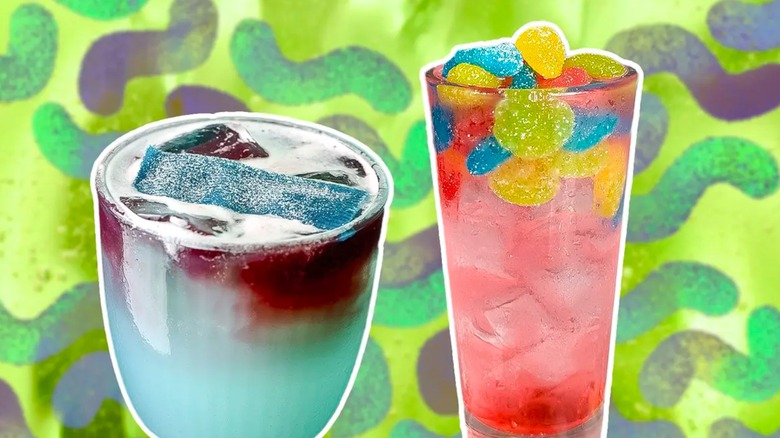 Cocktails garnished with sour candy