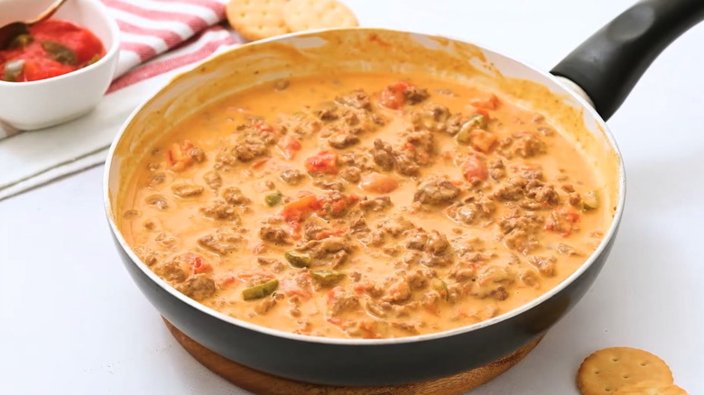 Creamy Rotel dip in skillet