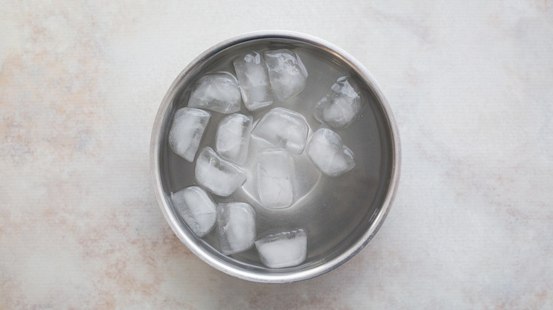 ice water bowl on table
