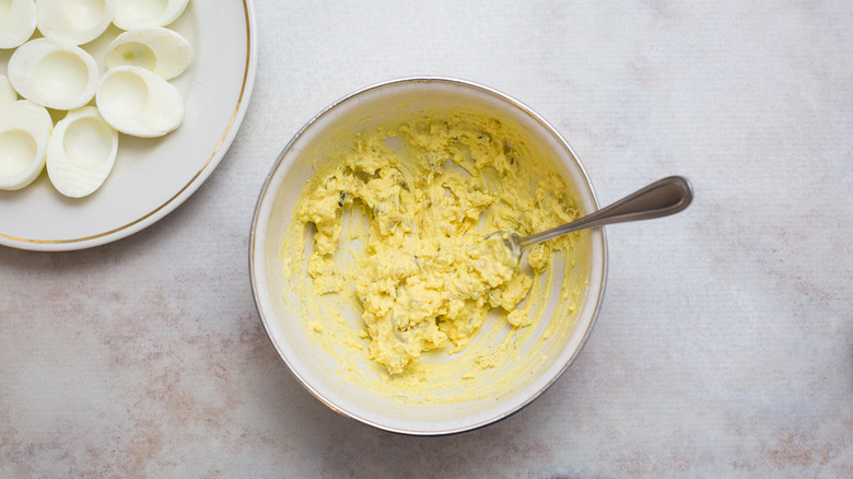hard-boiled egg filling in bowl