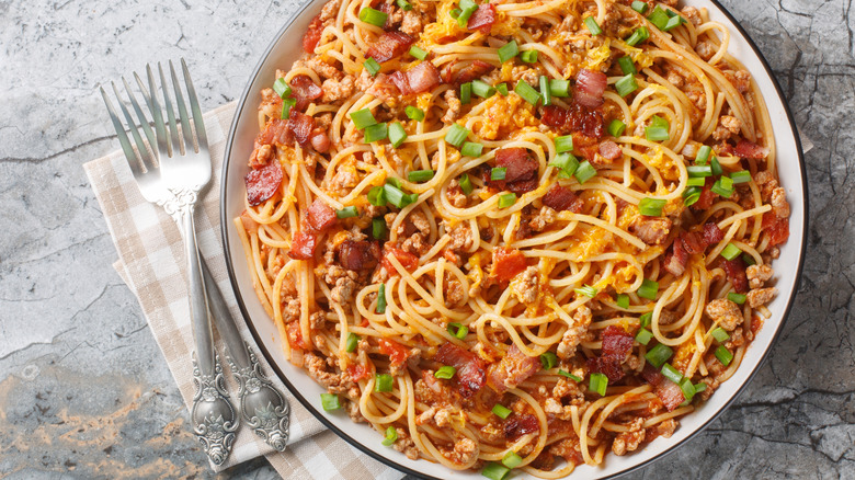 cowboy style spaghett in a bowl