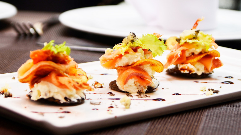 Three montaditos on plate