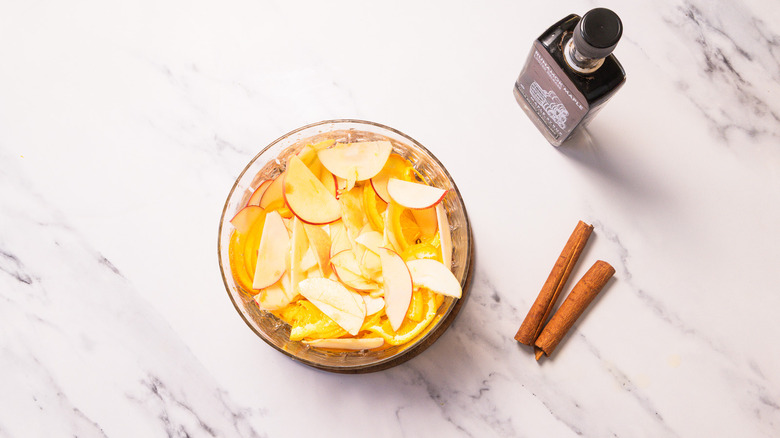 Fruit in glass bowl