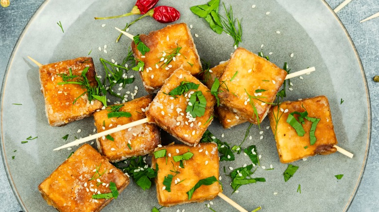 Cubed grilled tofu