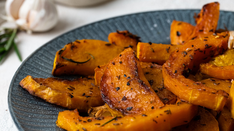 spiced butternut squash on plate