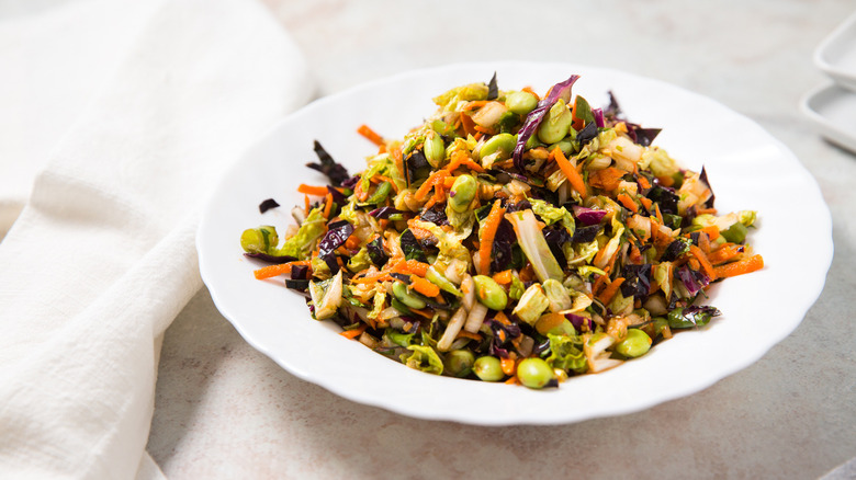 colorful coleslaw served on table