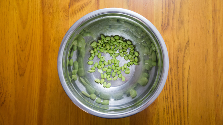 edamame in mixing bowl