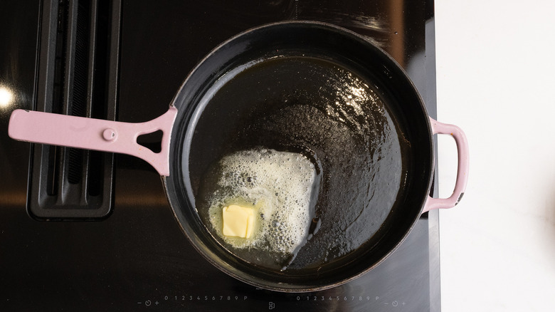 butter melting in a pan