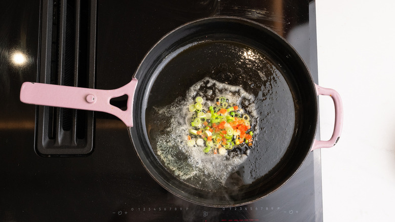 frying scallion and red chile