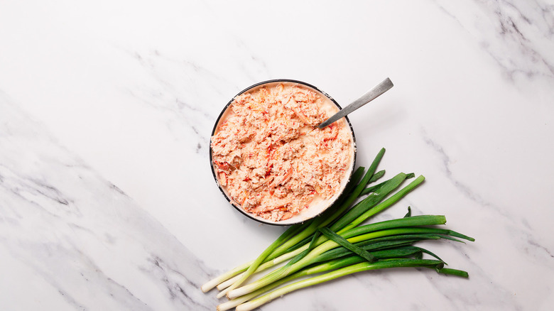 spicy crab mix with spoon in bowl