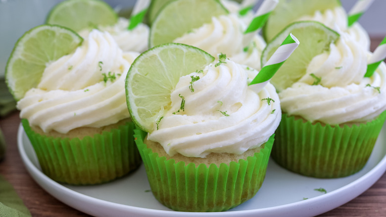 spiked margarita cupcakes on a plate