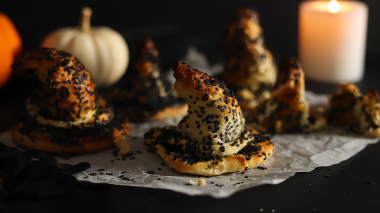 halloween witch hat puff pastries appetizer