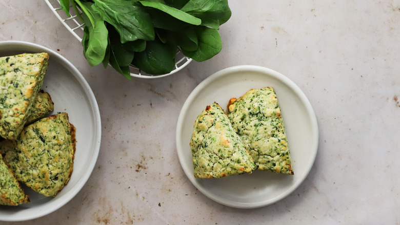 spinach scones on plate
