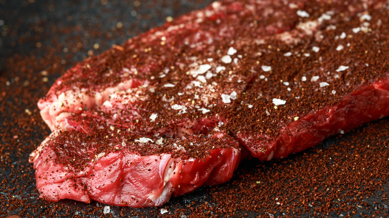 steak with dry rub
