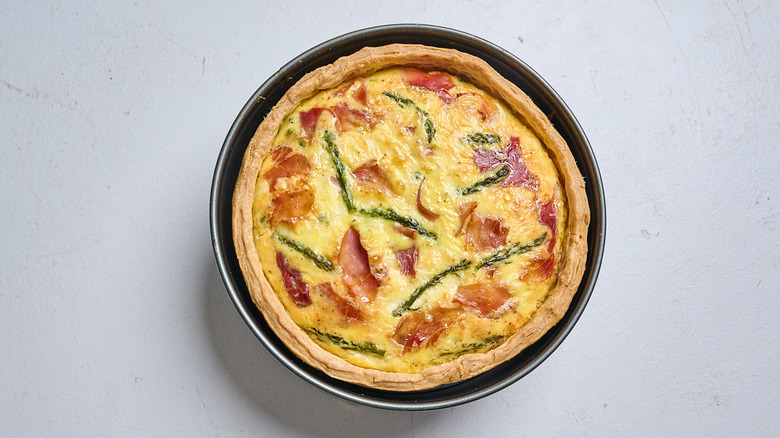 baked quiche in a springform pan