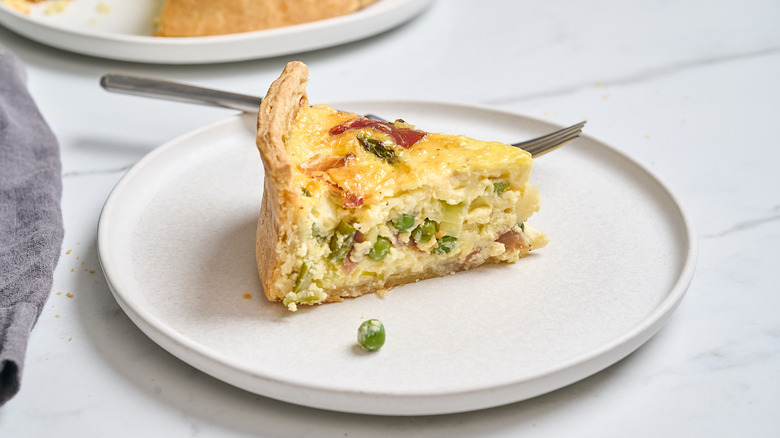 sliced quiche on a plate