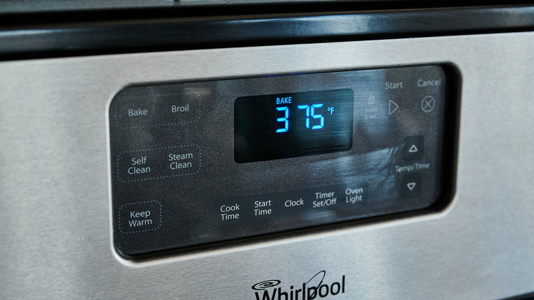 oven preheating to 375 F