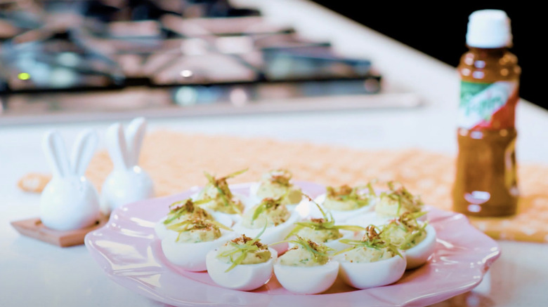 Tajin seasoning on deviled eggs