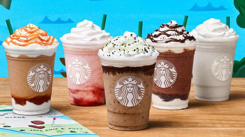 Collection of Starbucks Frappuccinos