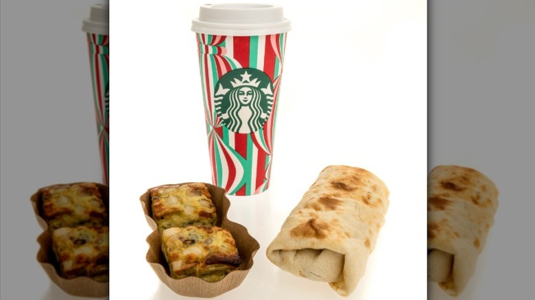 Starbucks Egg Bites, wrap, and drink
