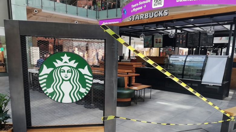 Closed Russian Starbucks in Moscow 