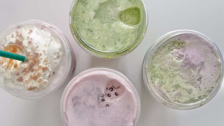 Top view of holiday drinks