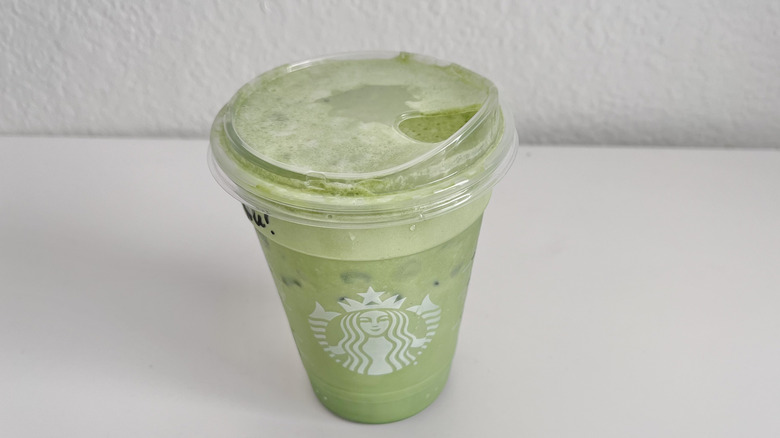 Iced Banana Bread Matcha drink
