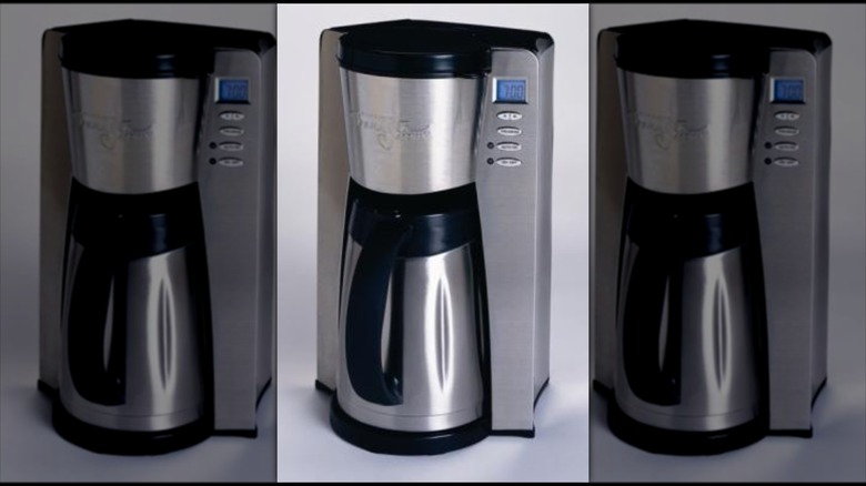 Mirrored image of coffee brewers against white background