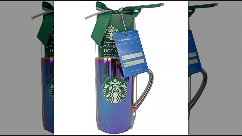 Mirrrored image of Starbucks holiday mug gift
