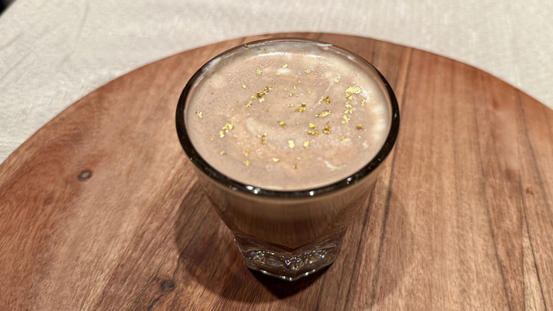 a close up of the caramel miso hot cocoa