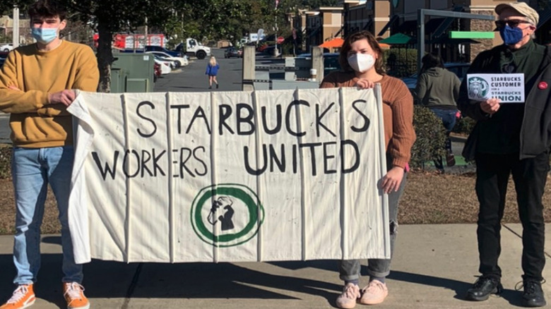 Starbucks Workers United workers striking