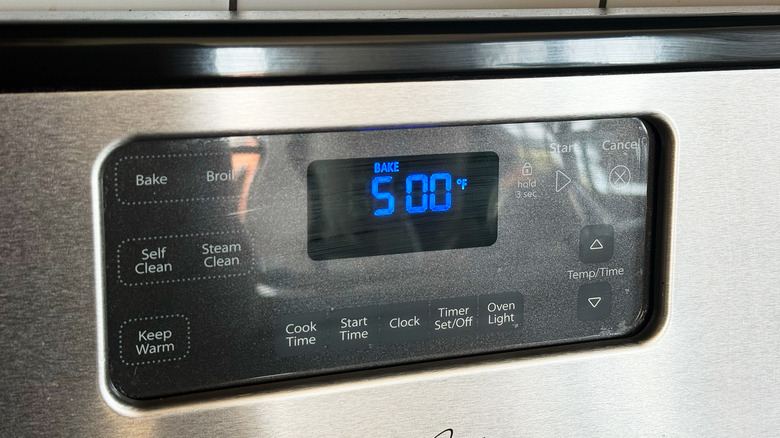 preheating the oven to 500 F