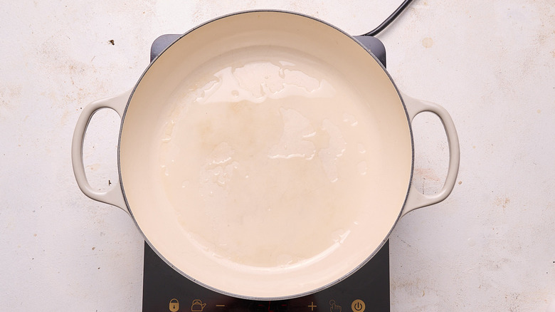 heating oil in a nonstick skillet