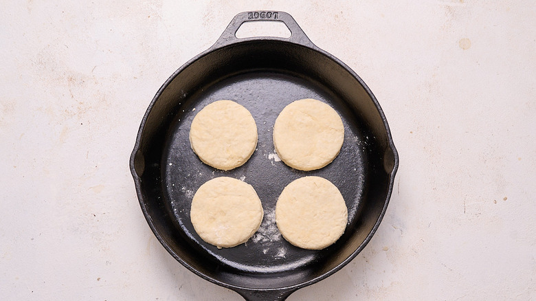 biscuits in a cast iron skillet