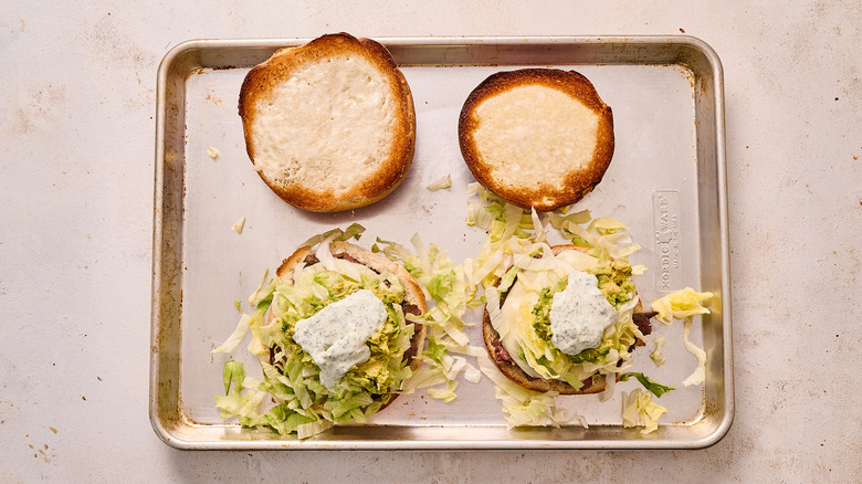 building tortas on a sheet tray