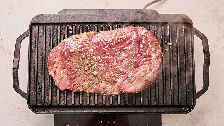 steak on grill pan