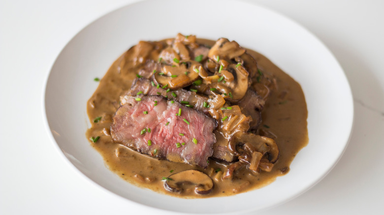 steak Diane with mushrooms